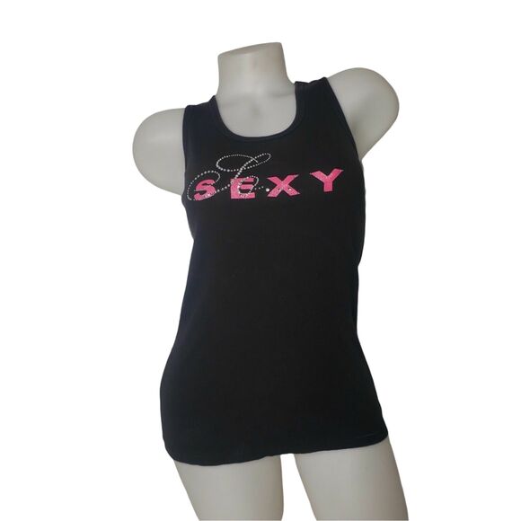 Victoria's Secret Tops - VICTORIAS SECRET Sexy Little Thing Black Ribbed Tank Top Womens Size Large